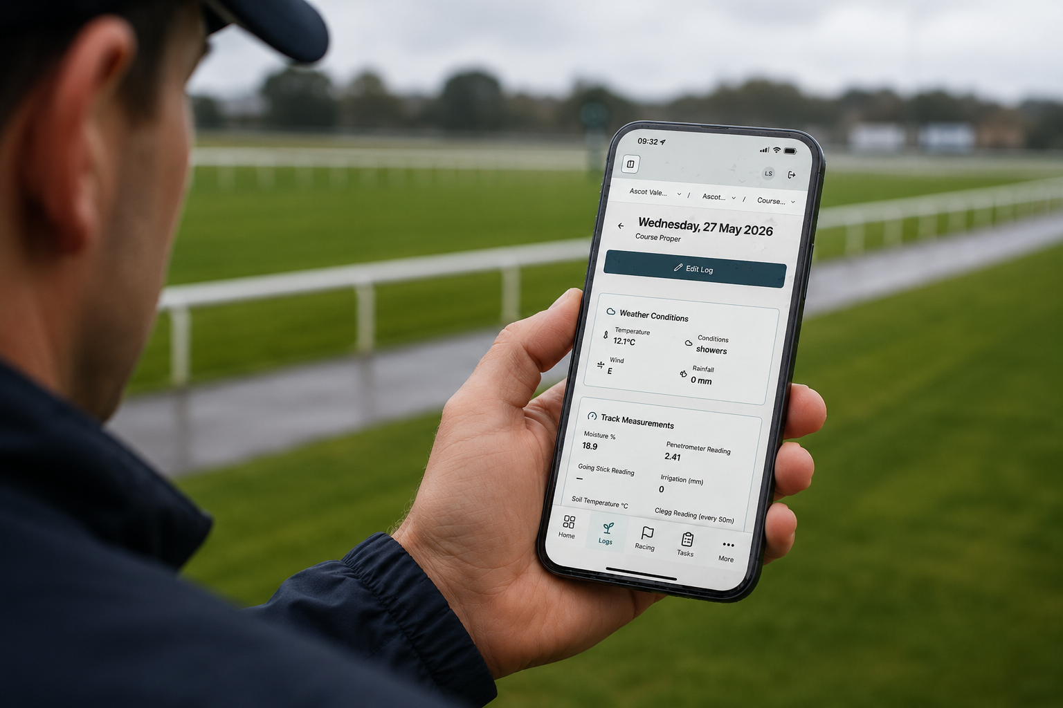 Track manager recording conditions track-side on a mobile phone